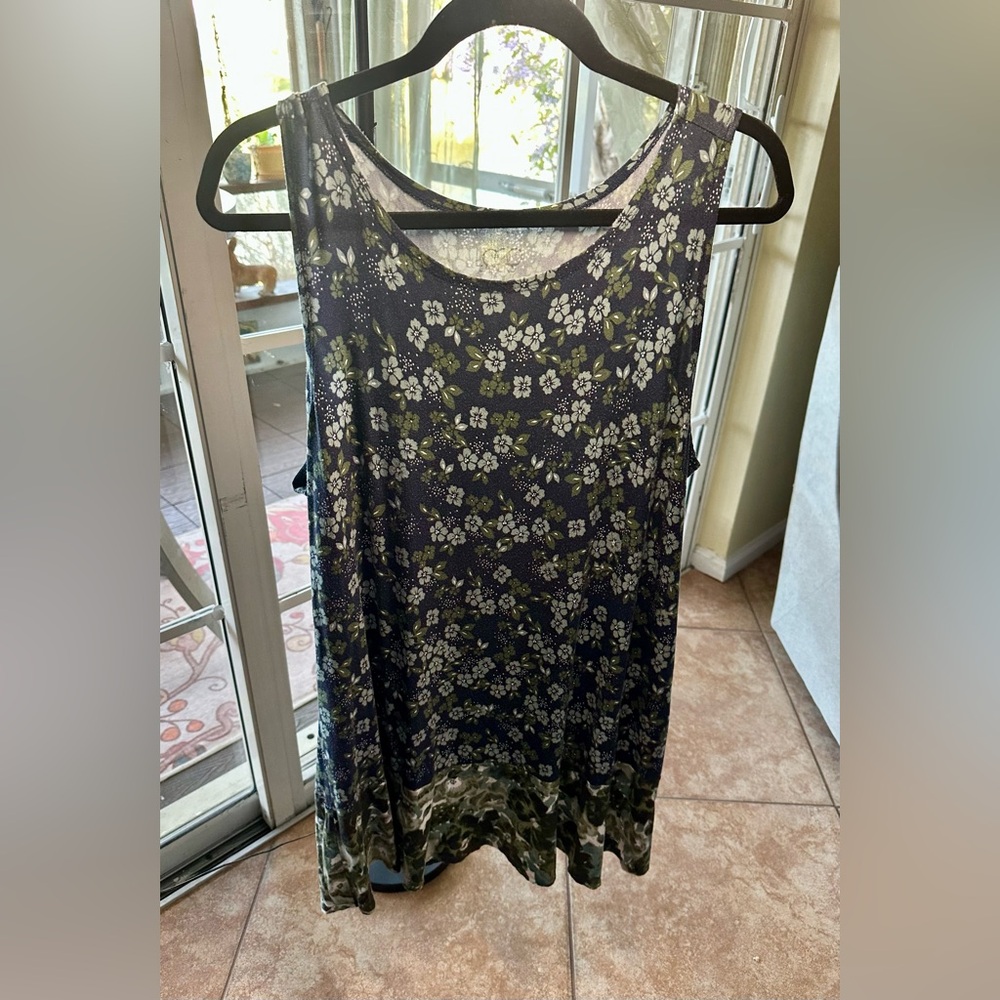 LOGI Layers Navy floral sleeveless casual dress/long top